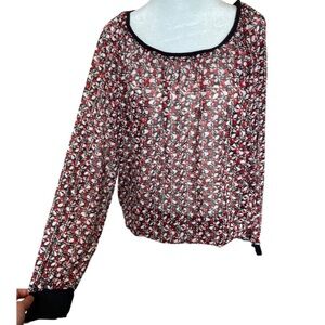 New York & Company flowy red long sleeve blouse L